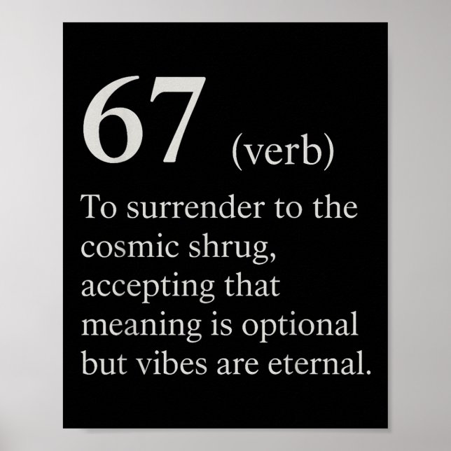 67 Verb Definition Meme Lustiger Internet-Witz Tre Poster (Vorne)