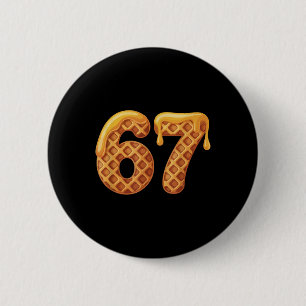 67 Waffeln Meme Lustig Six Seven Slang  Button