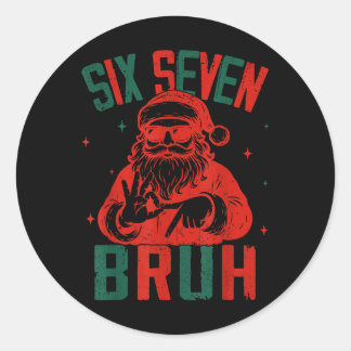 67 Weihnachten Lustig Sechs Sieben Bruh Meme Brain Runder Aufkleber
