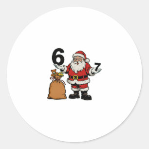 67 Weihnachten Lustig Sechs Sieben Meme Brainrot W Runder Aufkleber