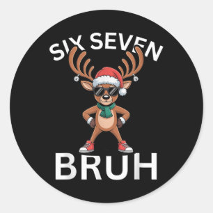 67 Weihnachten Lustig Sechs Sieben Meme Gehirnverr Runder Aufkleber