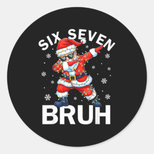 67 Weihnachten Lustig Six Seven Bruh Meme Dabbing Runder Aufkleber