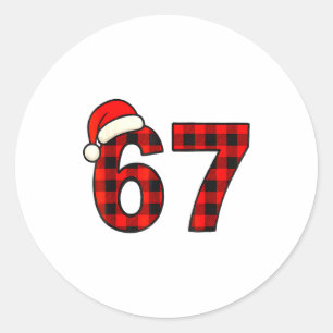 67 Weihnachten Lustig Six Seven Meme Brainrot Kari Runder Aufkleber