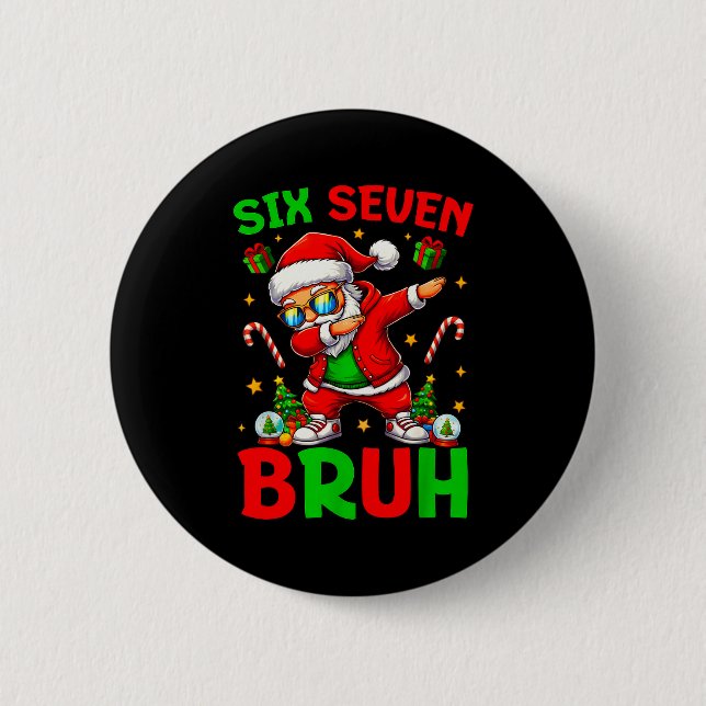 67 Weihnachten Lustig Six Seven Meme Brainrot Sant Button (Vorderseite)