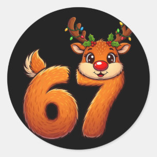 67 Weihnachten Lustiges Rentier Bruh Meme Pyjama F Runder Aufkleber