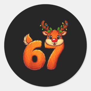 67 Weihnachten Lustiges Rentier Bruh Meme Pyjama F Runder Aufkleber