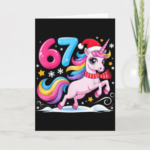 67 Weihnachten Süßes Einhorn Sechs Sieben Meme 6 7 Karte