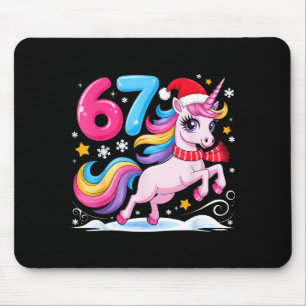 67 Weihnachten Süßes Einhorn Sechs Sieben Meme 6 7 Mousepad