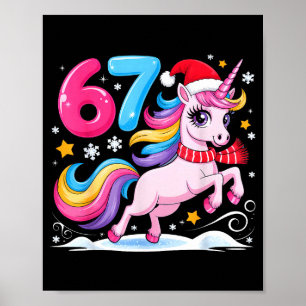 67 Weihnachten Süßes Einhorn Six Seven Meme 6 7 Ch Poster