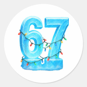 67 Weihnachts-Meme-Eis-Feiertags-Pyjama 6 7 Runder Aufkleber