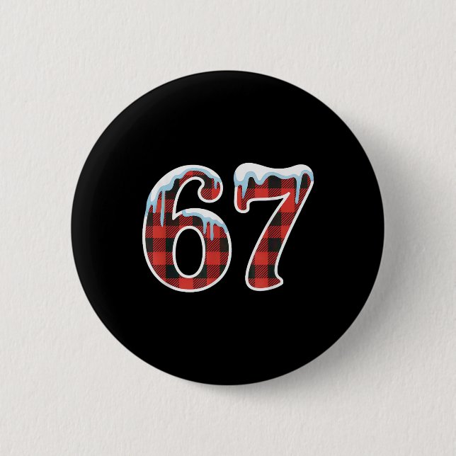 67 Weihnachts-Meme Lustig Six Seven Slang Button (Vorderseite)