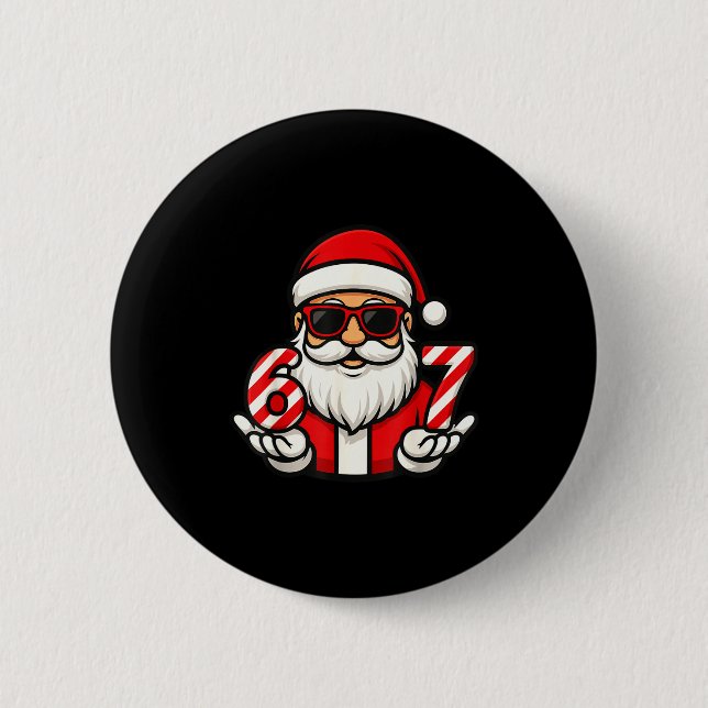 67 Weihnachts-Meme Sechs lustige Santa  Button (Vorderseite)