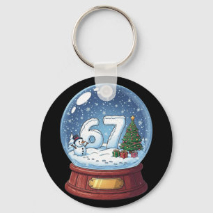67 Weihnachts-Schneekugel Lustig Six Seven Meme Schlüsselanhänger