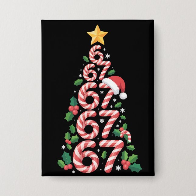 67 Weihnachtsbaum Candy Cane Urlaub Sechs Sieben  Button (Vorderseite)