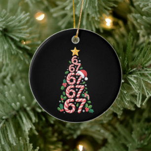67 Weihnachtsbaum Candy Cane Urlaub Sechs Sieben  Keramik Ornament