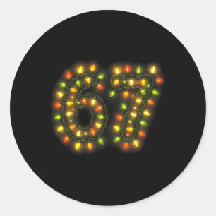 67 Weihnachtslichter 6 7 Meme Gen Alpha Slang  Runder Aufkleber