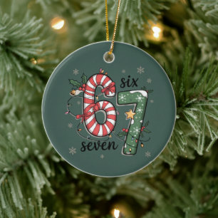 67 Weihnachtslichter Six Seven Feiertag Lustiges M Keramik Ornament
