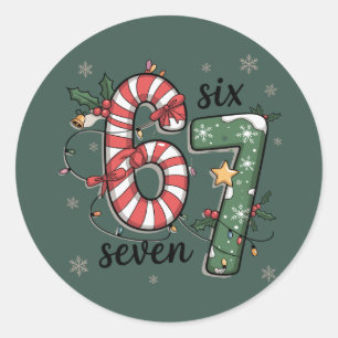 67 Weihnachtslichter Six Seven Urlaub Lustiges Mem Runder Aufkleber