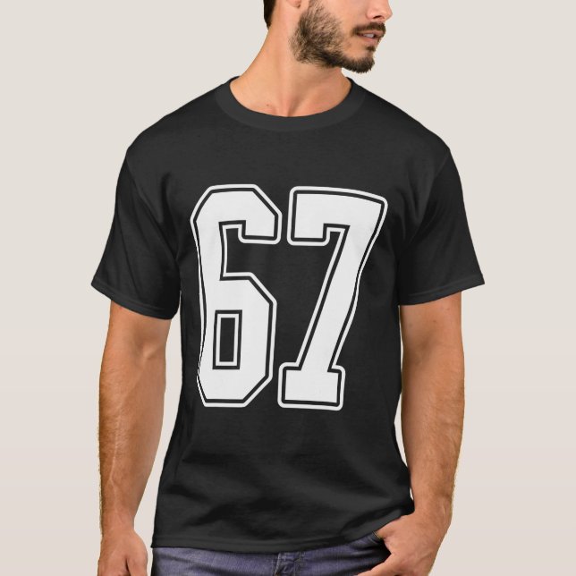 #67 White Kontur Number 67 Sports Fan Jersey Styl T-Shirt (Vorderseite)