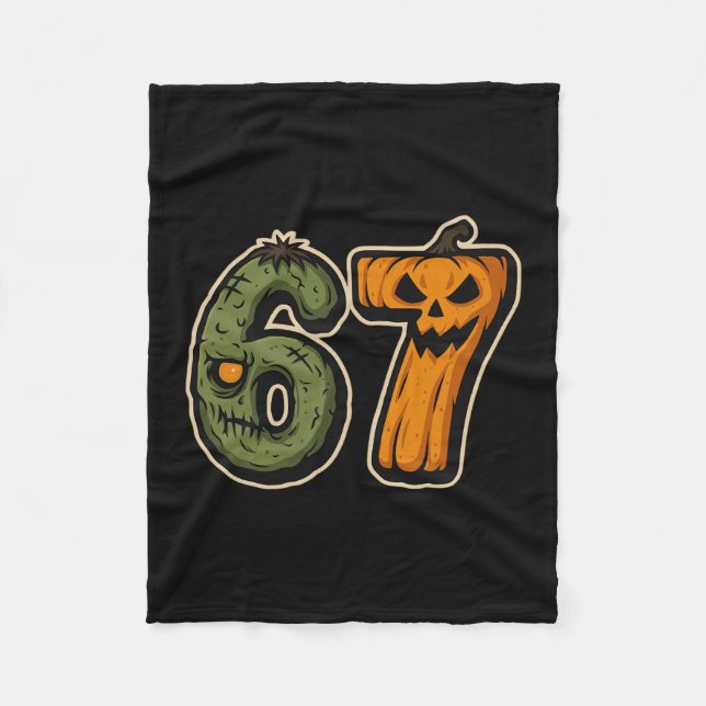67 Zombie Pumpkin Six Sieben Halloween Meme Fleecedecke (Vorderseite)