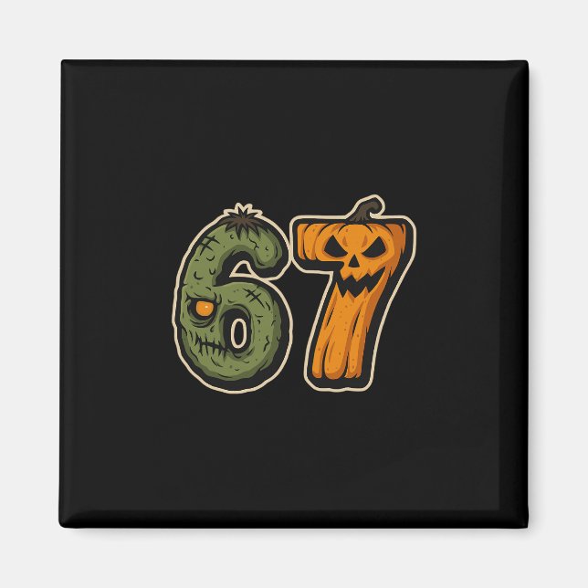 67 Zombie Pumpkin Six Sieben Halloween Meme Magnet (Vorne)