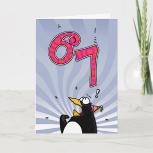 67e anniversaire - Carte de surprise de pingouin