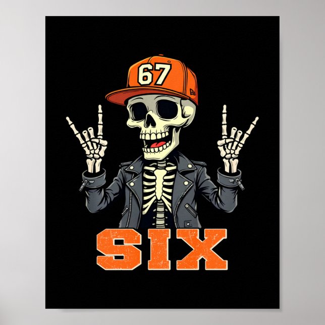 67endy Skelett – 67 Six Seven Halloween 6 Langarm Poster (Vorne)