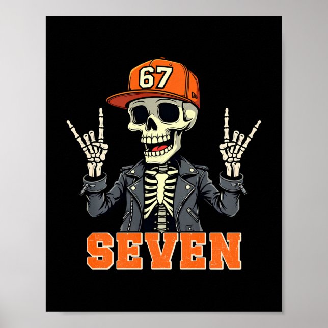 67endy Skelett – 67 Six Seven Halloween 7 Lang Sl Poster (Vorne)