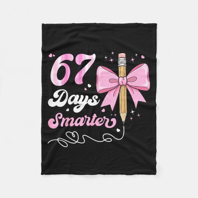 67th Day Of School 67 Days Smarter Coquette Bow Te Fleecedecke (Vorderseite)