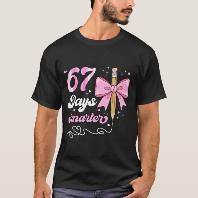 67th Day Of School 67 Days Smarter Coquette Bow Te T-Shirt (Vorderseite)