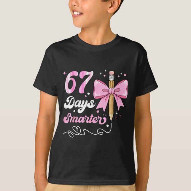 67th Day Of School 67 Days Smarter Coquette Bow Te T-Shirt (Vorderseite)