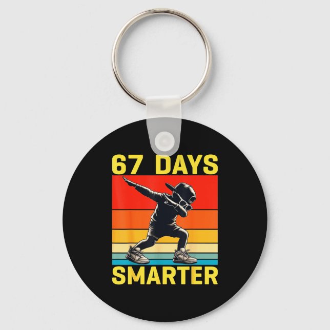 67th Day Of School 67 Days Smarter Dabbing Six Sev Schlüsselanhänger (Vorderseite)