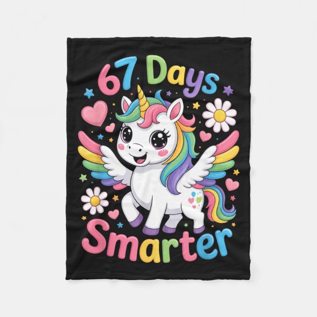 67th Day Of School 67 Days Smarter Unicorn Teacher Fleecedecke (Vorderseite)