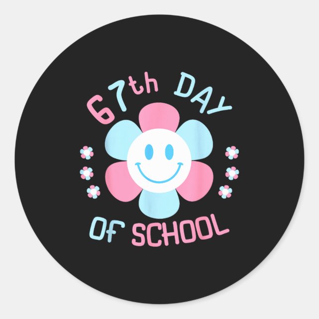 67th Day Of School Funny 100th Of School Students  Runder Aufkleber (Vorderseite)