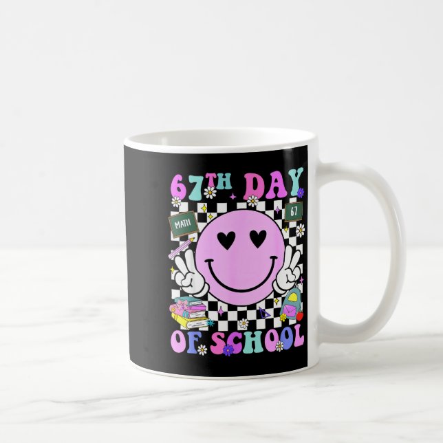 67th Day Of School Funny 6 7 Teachers Students Mem Kaffeetasse (Rechts)