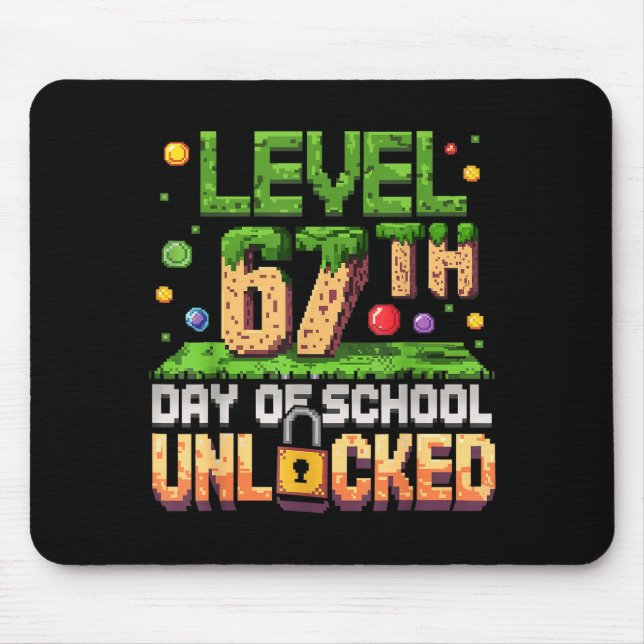 67th Day Of School Gamer Level Unlocked 100 Days O Mousepad (Vorne)