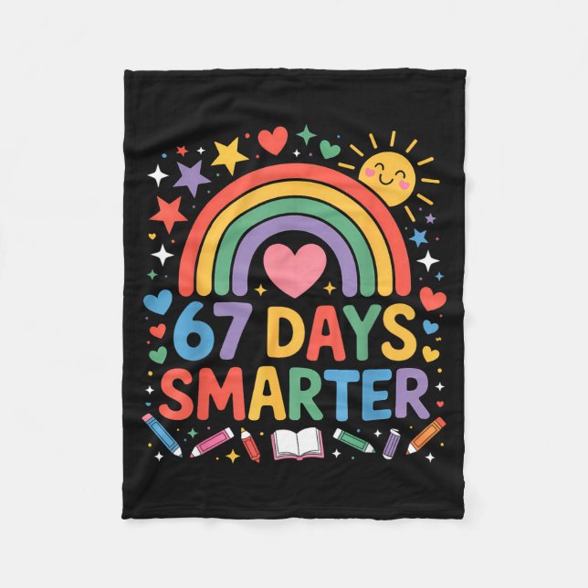 67th Day Of School Meme 67 Days Smarter Rainbow Ki Fleecedecke (Vorderseite)