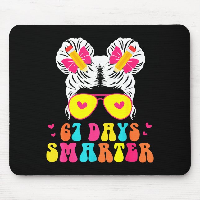 67th Day Of School Shirt 67 Day Smarter Bun Teache Mousepad (Vorne)