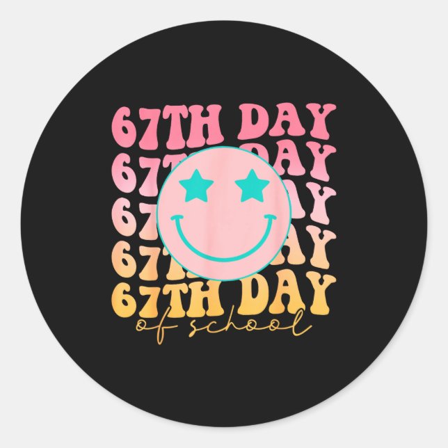 67th Day Of School Shirt 67 Days Smarter Teacher B Runder Aufkleber (Vorderseite)