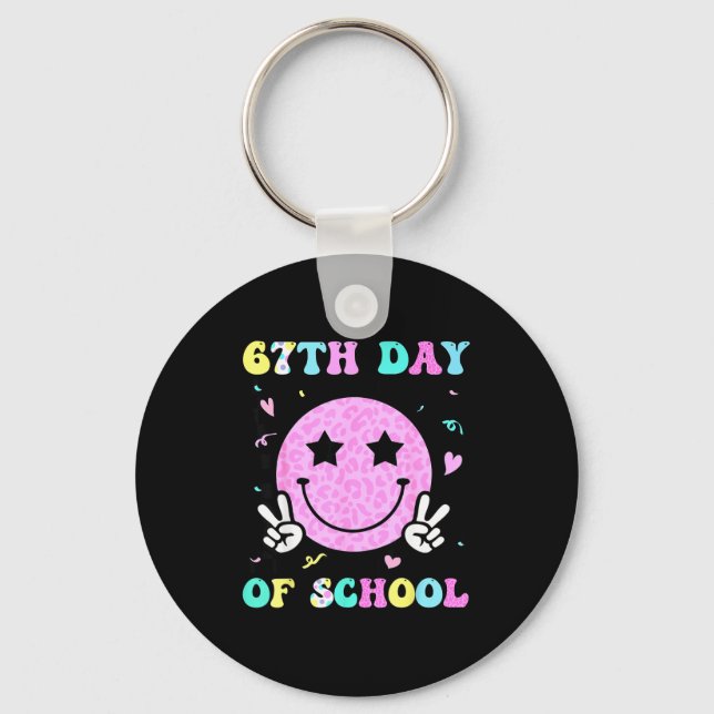 67th Day Of School Smile Face Six Seven Meme Girls Schlüsselanhänger (Vorderseite)