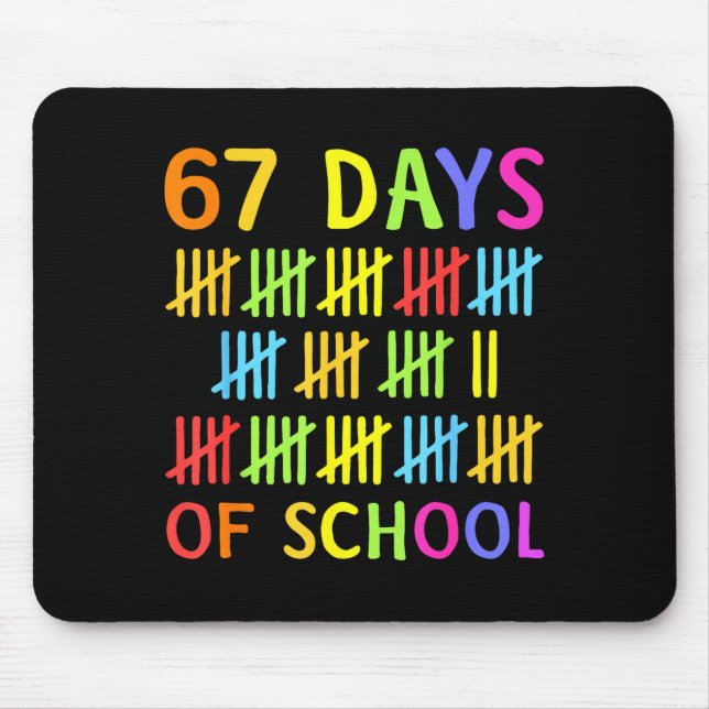 67th Day Of School Teacher Kids 67 Math Numbers 10 Mousepad (Vorne)