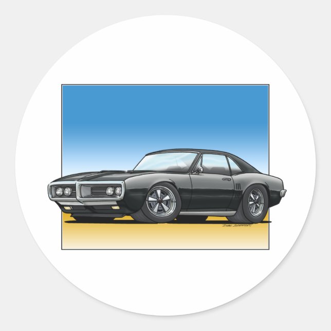 68 Firebird BLACK Runder Aufkleber (Vorderseite)