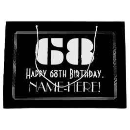 68. Geburtstag ~ Art Deco Inspiriert Look "68" + N Große Geschenktüte