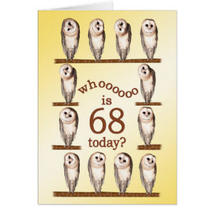 68. Geburtstag, Eulenkarte.