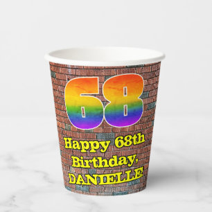 68. Geburtstag: Fun Graffiti-Inspiriert Regenbogen Pappbecher