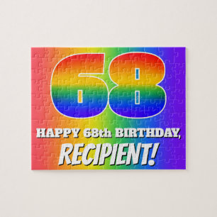 68. Geburtstag — mehrfarbiges Regenbogenmuster "