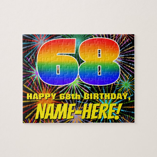 68. Geburtstag: Spaß, bunte feierliche Feuerwerke (Horizontal)