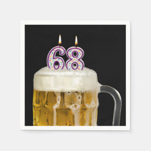 68. Geburtstagsbär auf schwarz Serviette