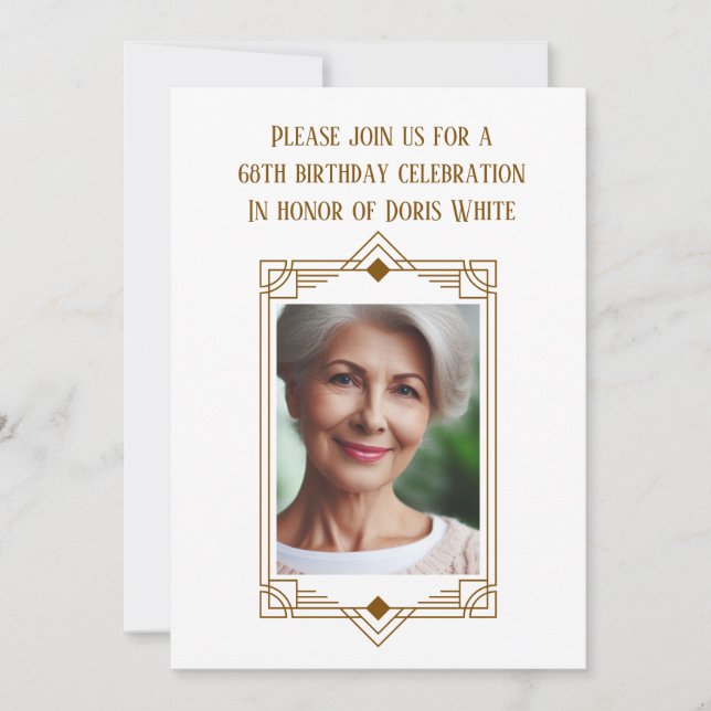 68. Geburtstagspartei Custom Foto Frame Einladung (Vorderseite)