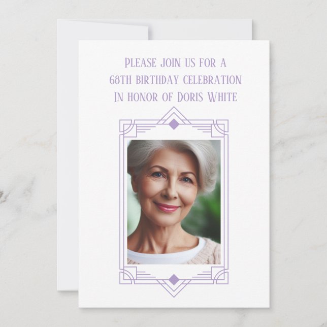 68. Geburtstagspartei Custom Foto Frame Einladung (Vorderseite)
